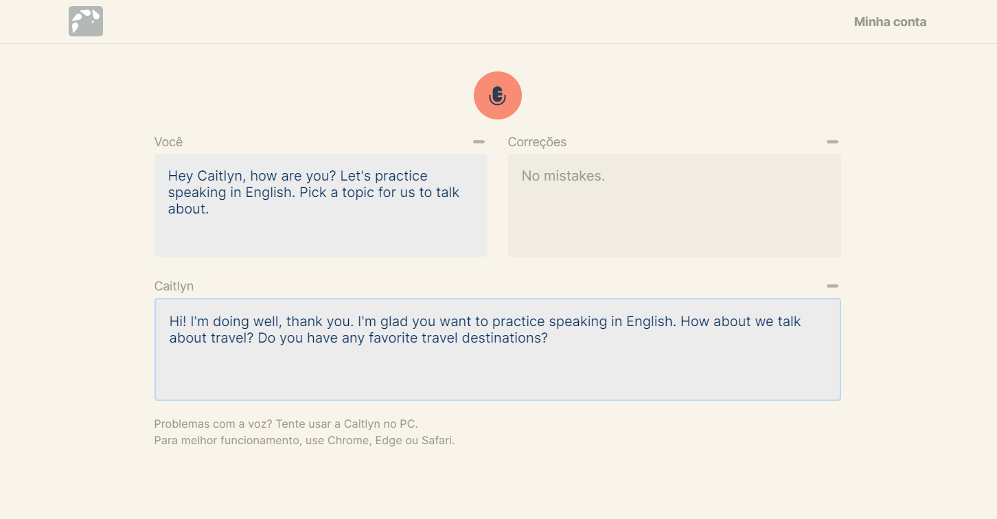 A printscreen of the app Caitlyn.