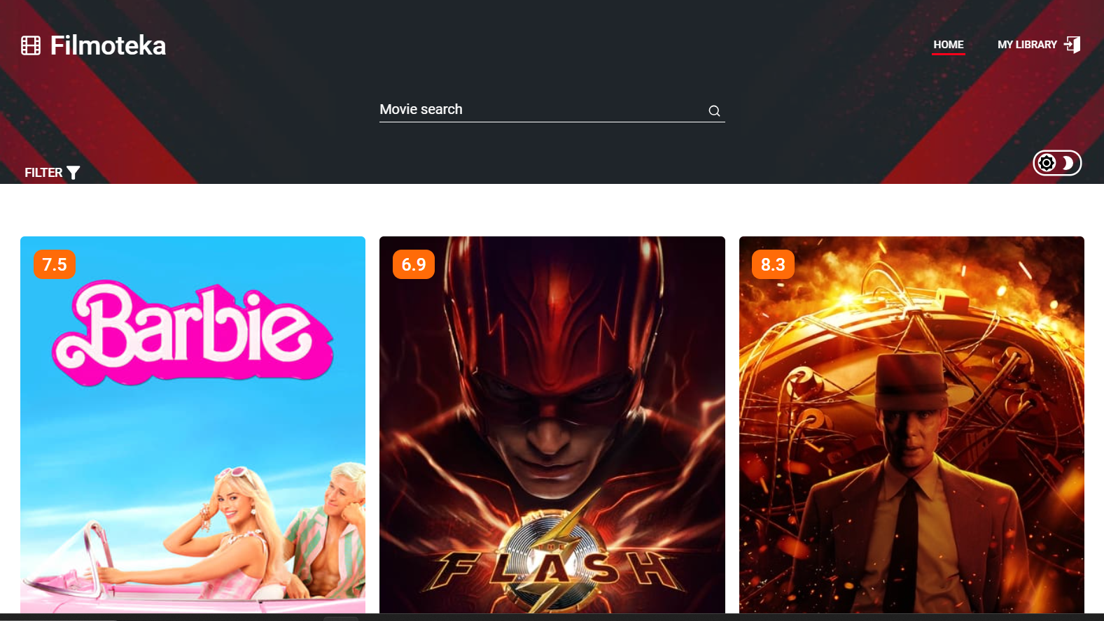 A printscreen of the app Filmoteka.